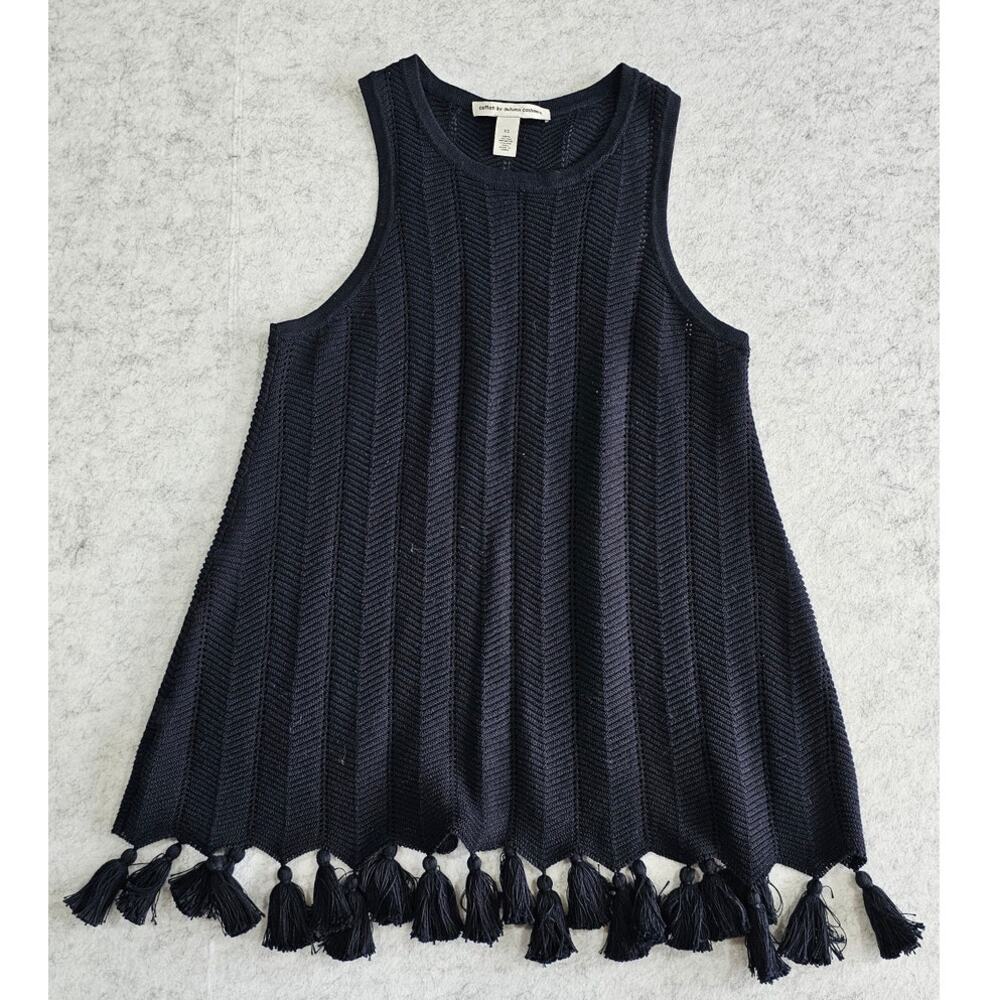 Cotton by Autumn Cashmere, 100% Cotton, Knit Tank Top, Tassel, Sz S, New